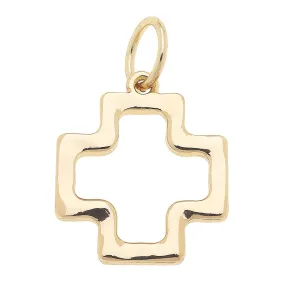 CANVAS STYLE CHARM BAR - Cross Outline Charm in Shiny Gold