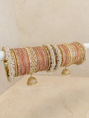 Celine Luxury Pearly Bangle Set - Peach