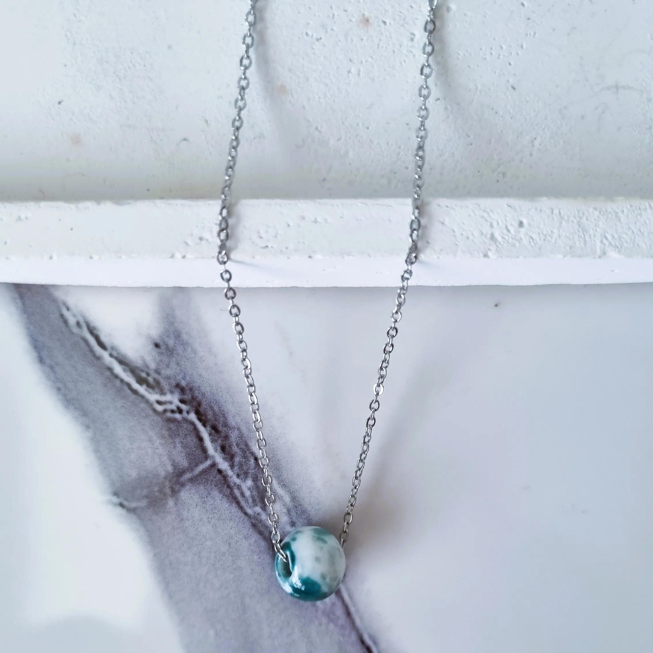 Ceramic green necklace
