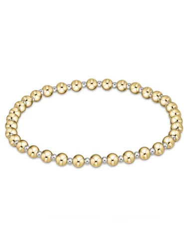 Classic Grateful Pattern 4mm Bead Bracelet - Mixed Metal