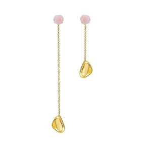 Delicate Sea Shell Rose Petals Drop Earrings