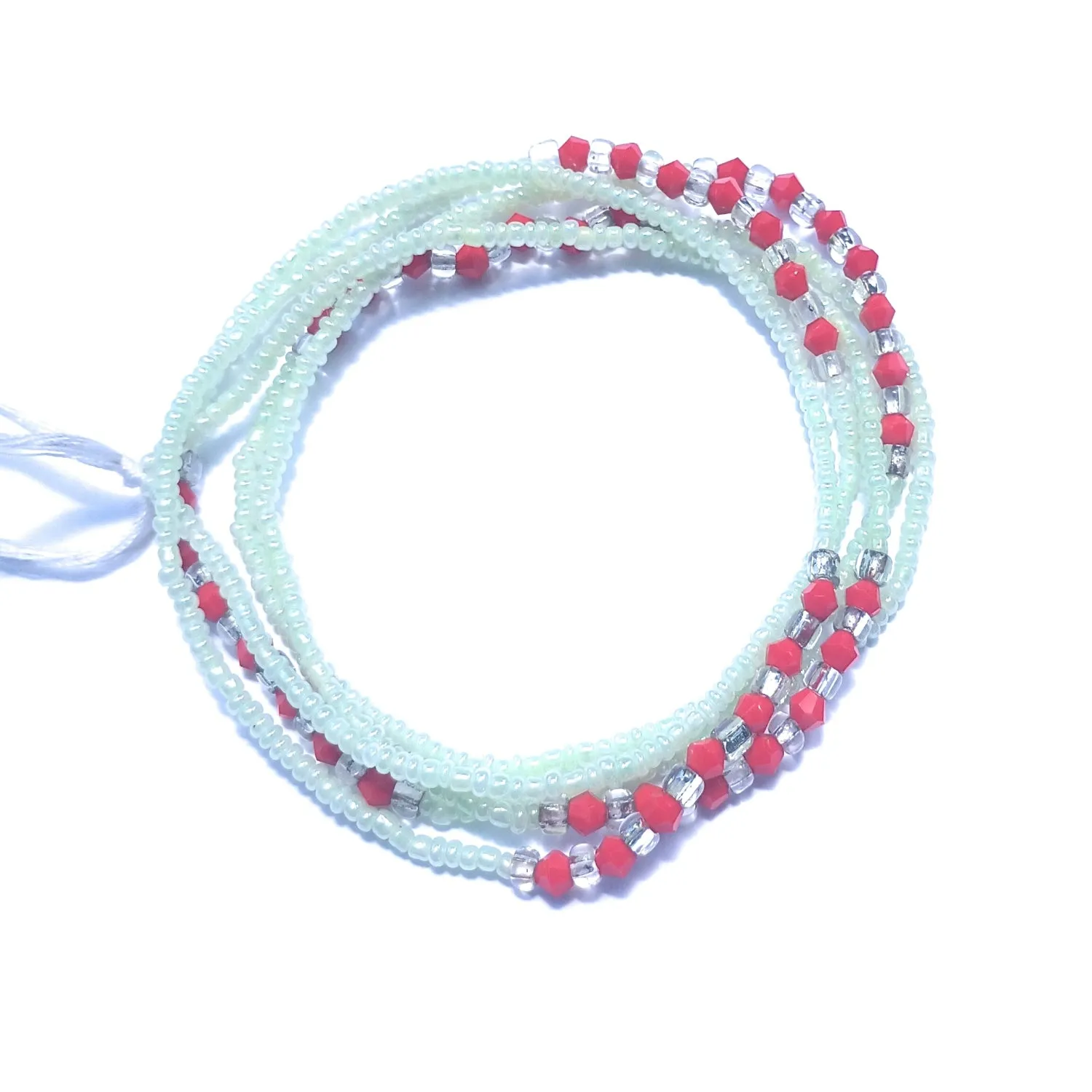Diamond Shaped Crystal Clusters African Waist Beads, Clear and Gold Variety, 42-Inch Tie-on Strands