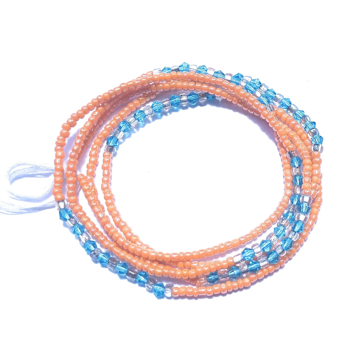 Diamond Shaped Crystal Clusters African Waist Beads, Clear and Gold Variety, 42-Inch Tie-on Strands