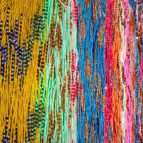 Diamond Shaped Crystal Clusters African Waist Beads, Clear and Gold Variety, 42-Inch Tie-on Strands