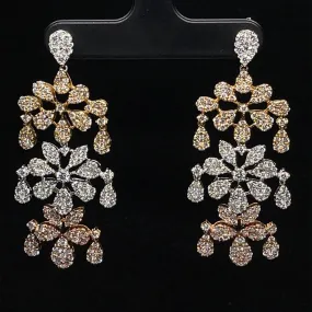 Diamond Triple Luxe Chandelier Earrings in 18k Tri-Color Gold - (#86-ERDIA342092)
