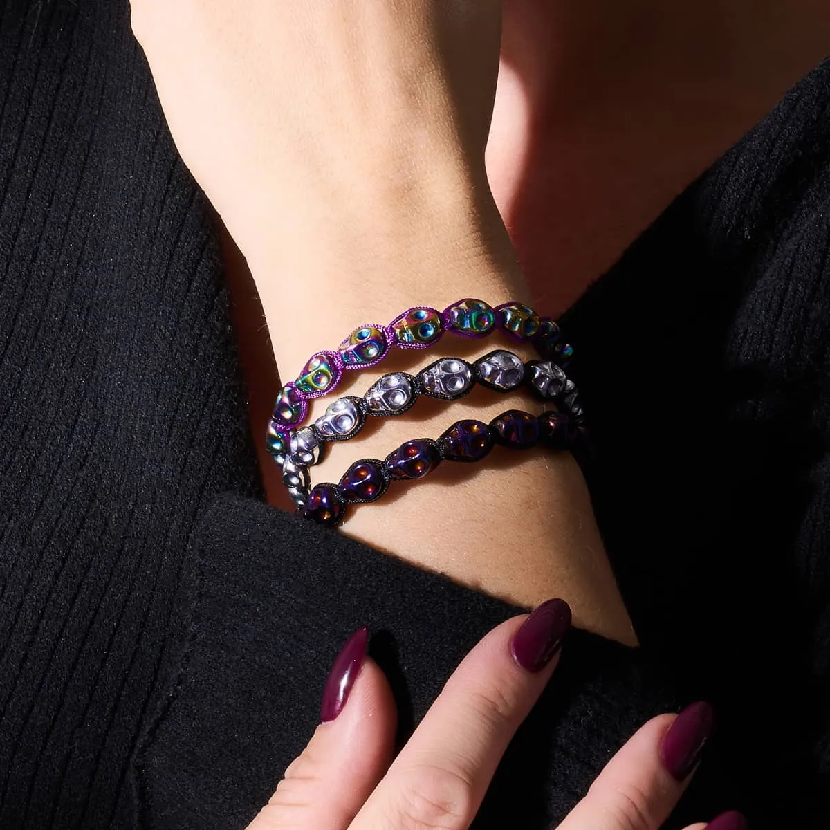 Divination | Rainbow Skulls x Violet | Macrame Bracelet