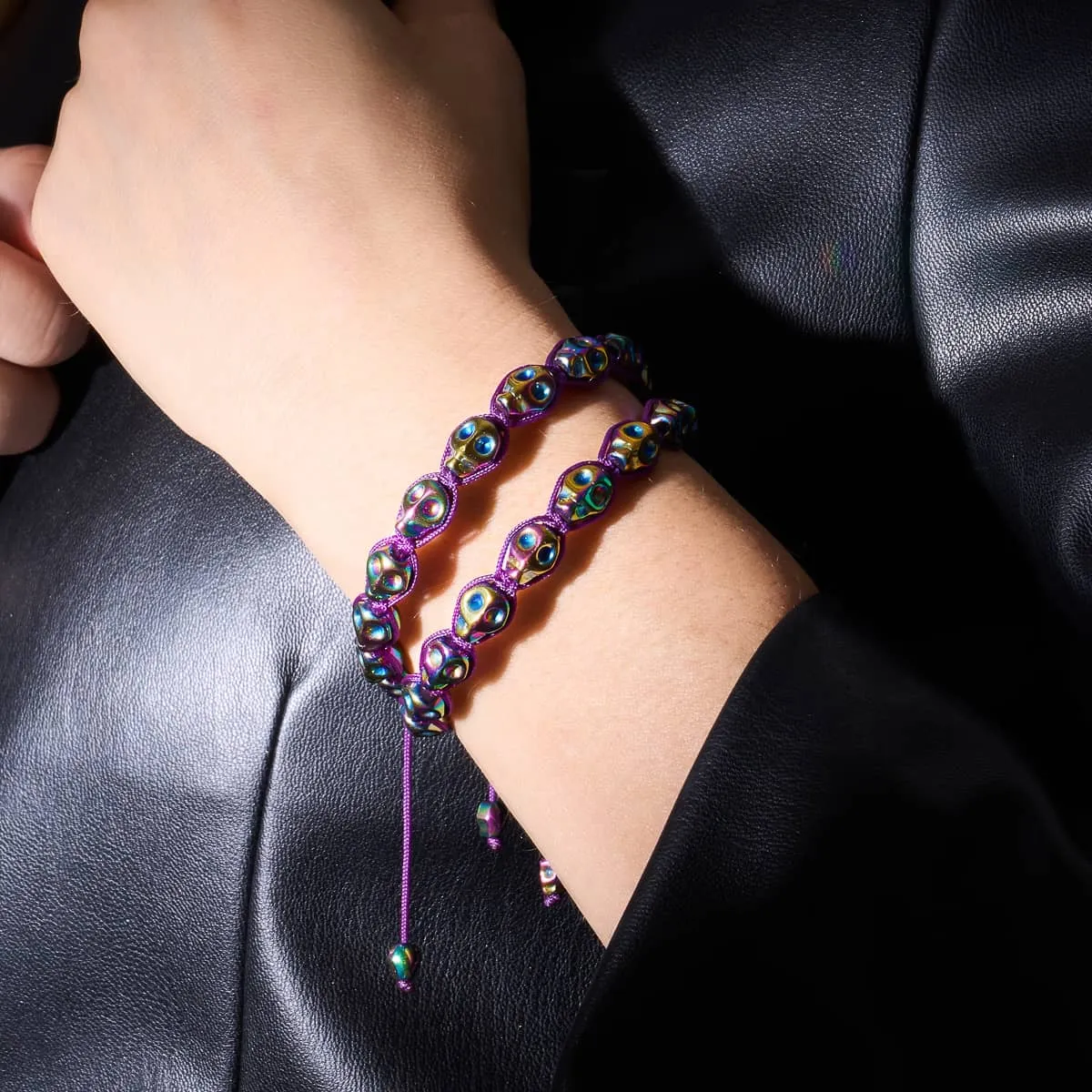 Divination | Rainbow Skulls x Violet | Macrame Bracelet
