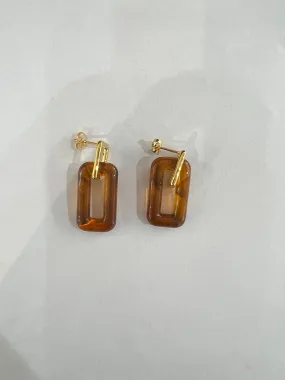 Double Rectangle Tortoise Shell Drop Earrings