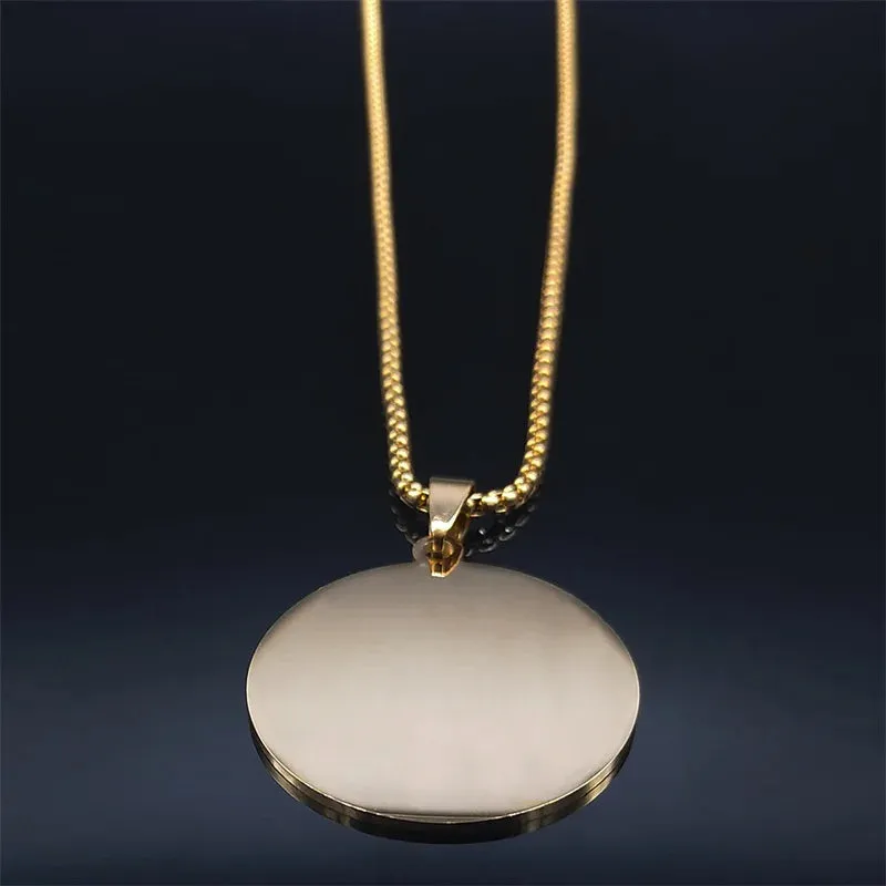 Dragon Stainless Steel Chain Necklaces Women/Men Gold Color Round Pendant Necklace