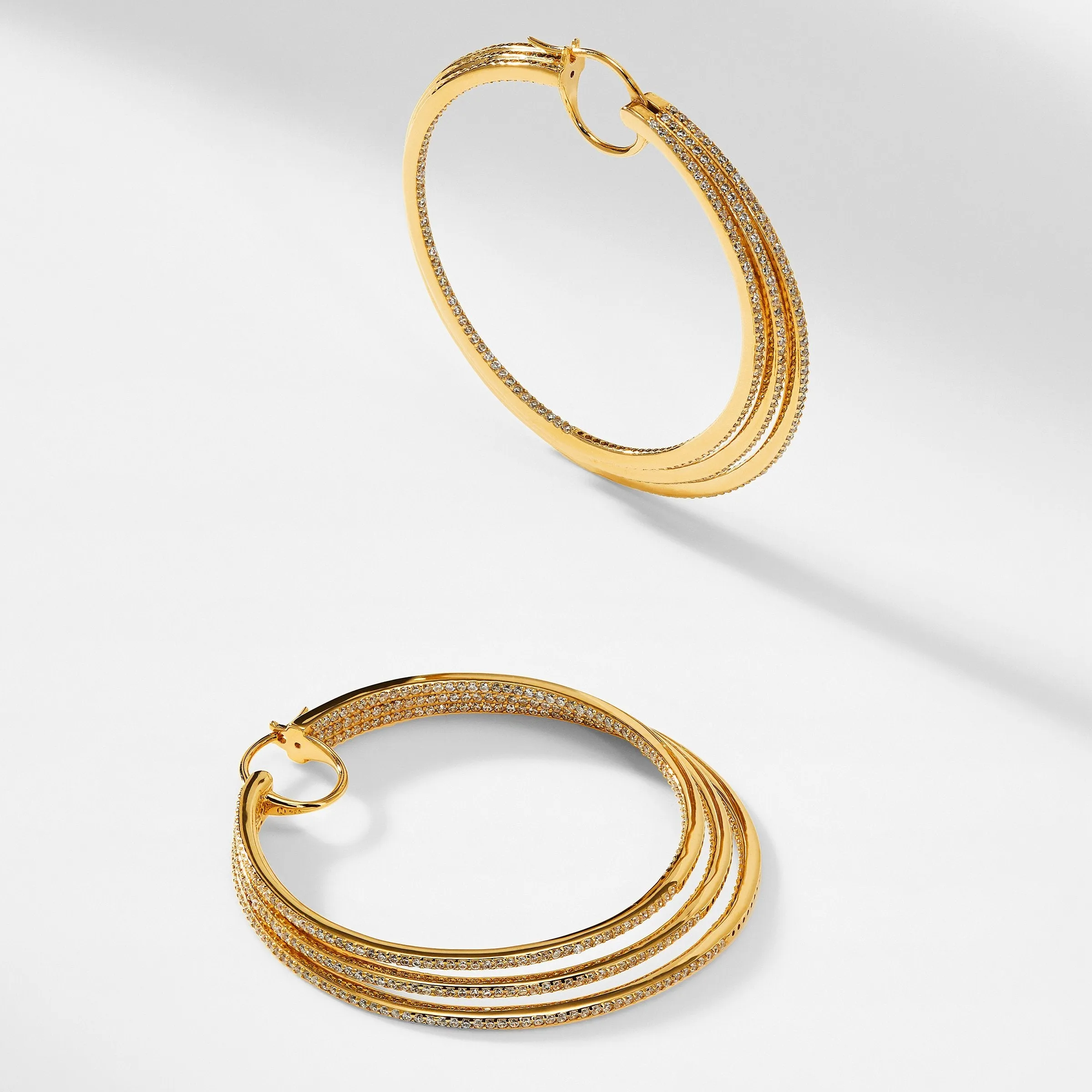 DRAMATIX STERLING SILVER TRIPLE HOOP EARRINGS