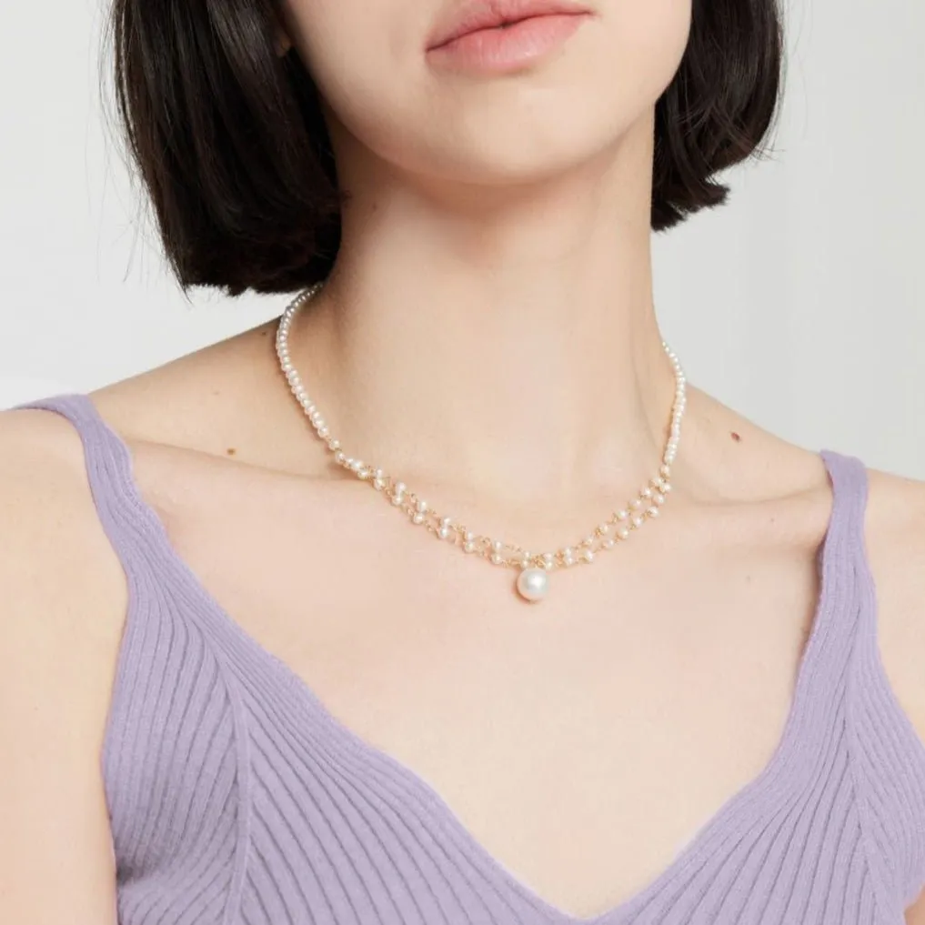 Embellished Series Double Layered Pendant Mix Necklace