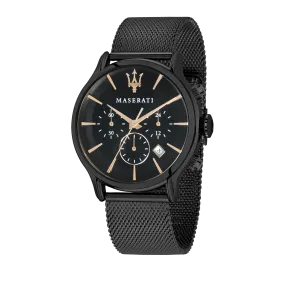 EPOCA 42mm Black Steel Mesh Watch
