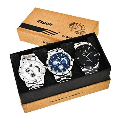 Espoir Combo of 3 Analogue Multicolor Dial Mens Watches-Combo 109 Espoir Bahubali