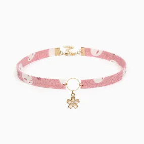 Ethnic Style Floral Pendant Choker Necklace - Pink