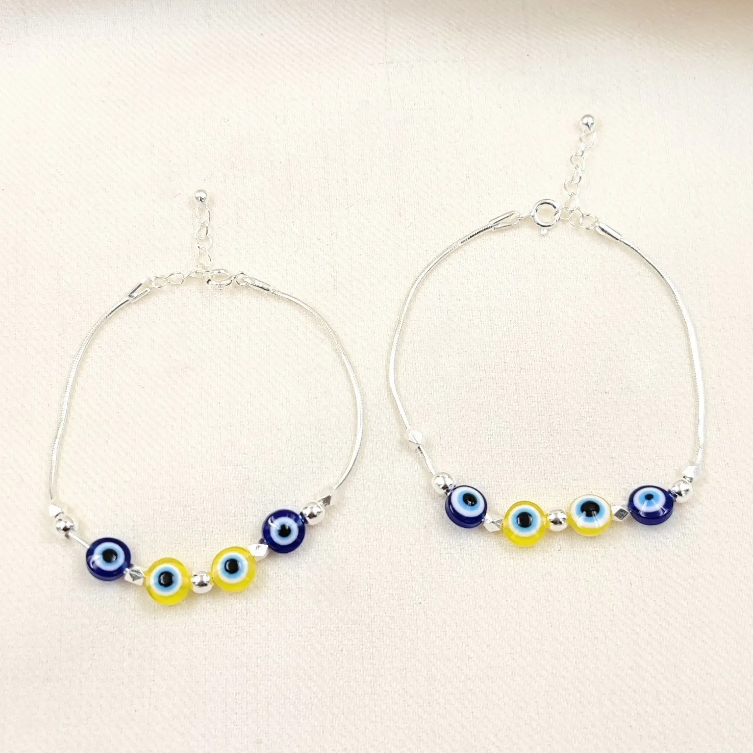 Evil Eye Blue Yellow Anklets - Kids