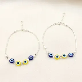 Evil Eye Blue Yellow Anklets - Kids