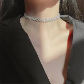 Fashion Full Rhinestone Choker Necklaces for Women Geometric Crystal Necklaces