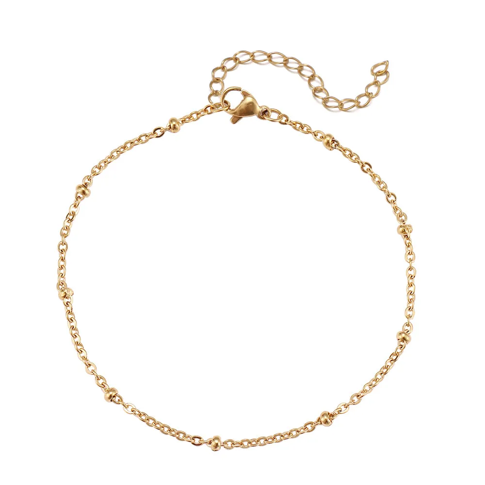 Fashion New Classic beaded chain Anklets Barefoot Gold Color Anklet