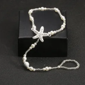 Fashion Pearl Anklet Bohemian Single Chain Starfish Feet Ankle
