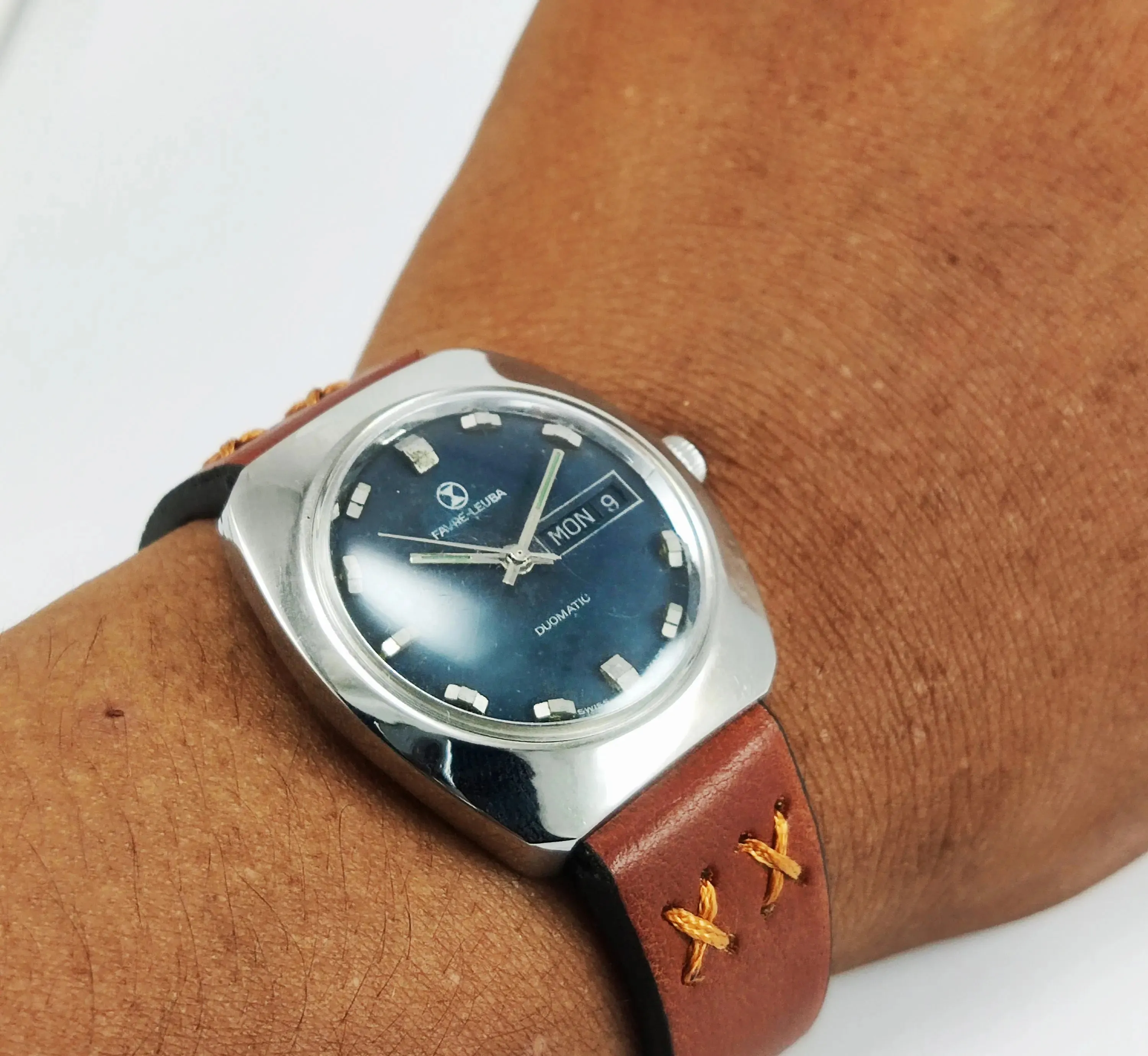 Favre Leuba Automatic 908 17 Jewels Blue Dial Men's Watch