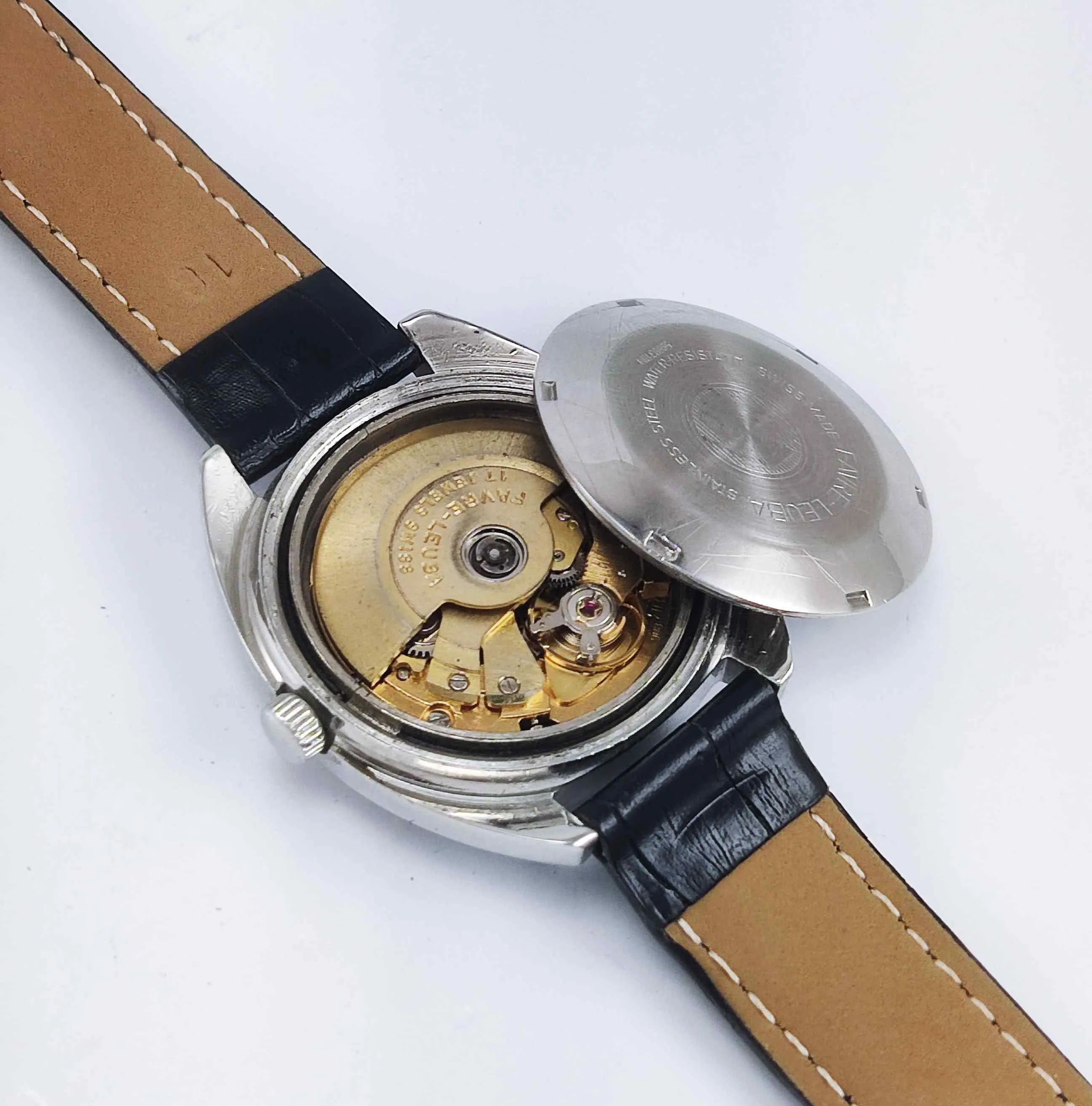 Favre Leuba Geneve Duomatic 908 Brown Dial 17 Jewels Men's Automatic Watch