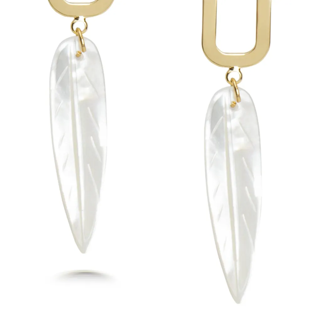 Feather Shell Drop Earrings