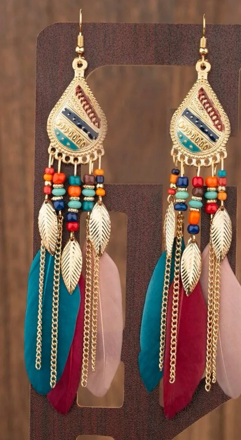 Feathered Dangle Earrings