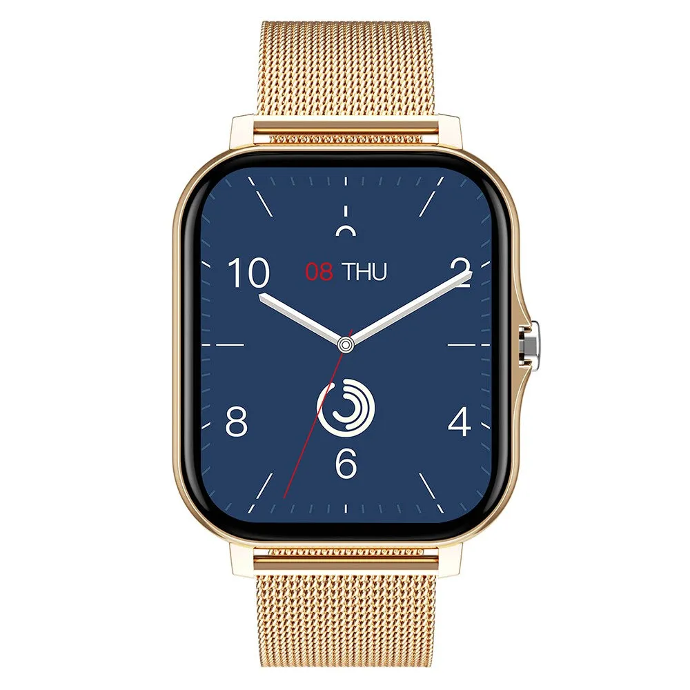 For iPhone Android Bluetooth Smart Watch Women Men Heart Rate Tracker-Gold