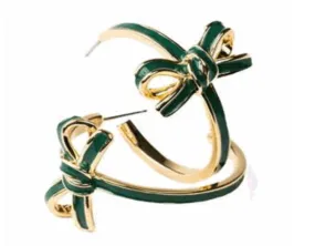 Forest Luxe Bow Hoop Earrings