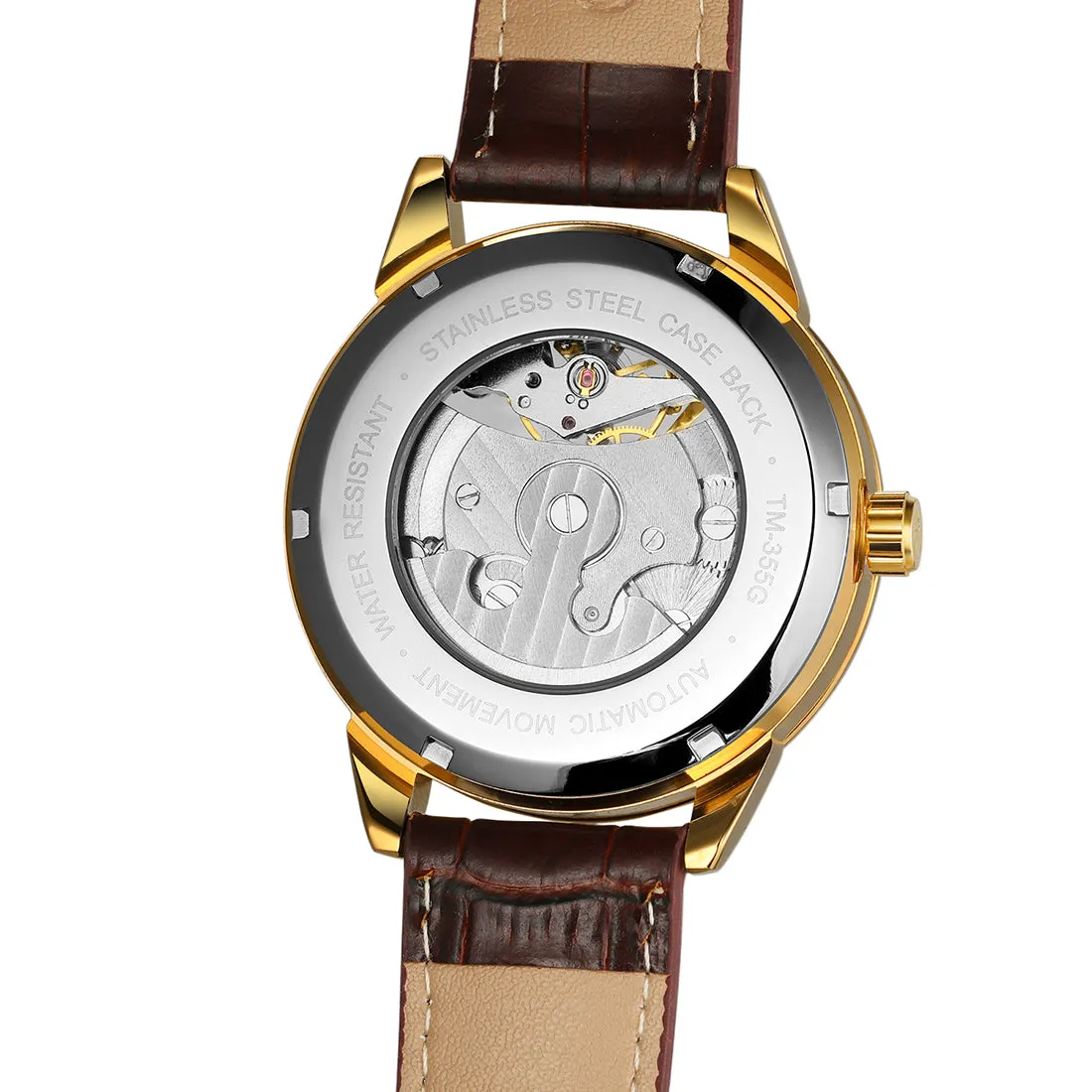 Forsining Retro Moon Phase Tourbillon Skeleton Automatic Mechanical Mens Watch TM-355G