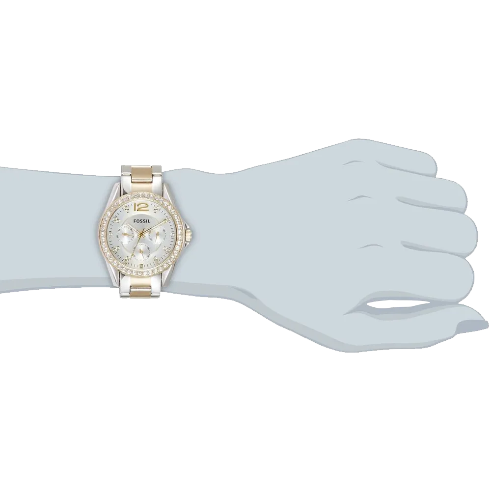 Fossil Womens ES3204 Riley Silver and Gold Tone Watch