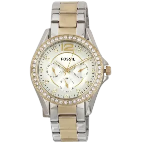 Fossil Womens ES3204 Riley Silver and Gold Tone Watch