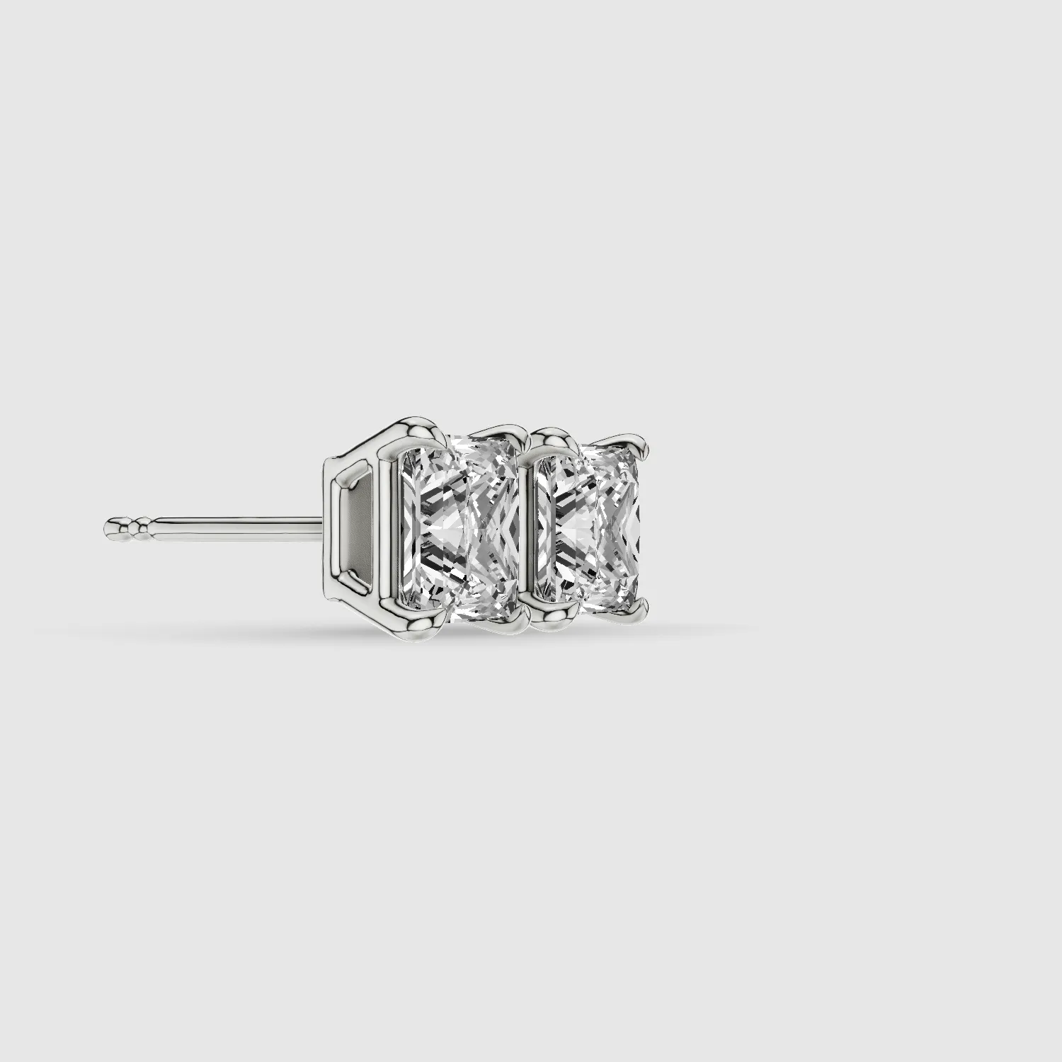 Four-Prong Solitaire Lab Grown Diamond Studs-Princess