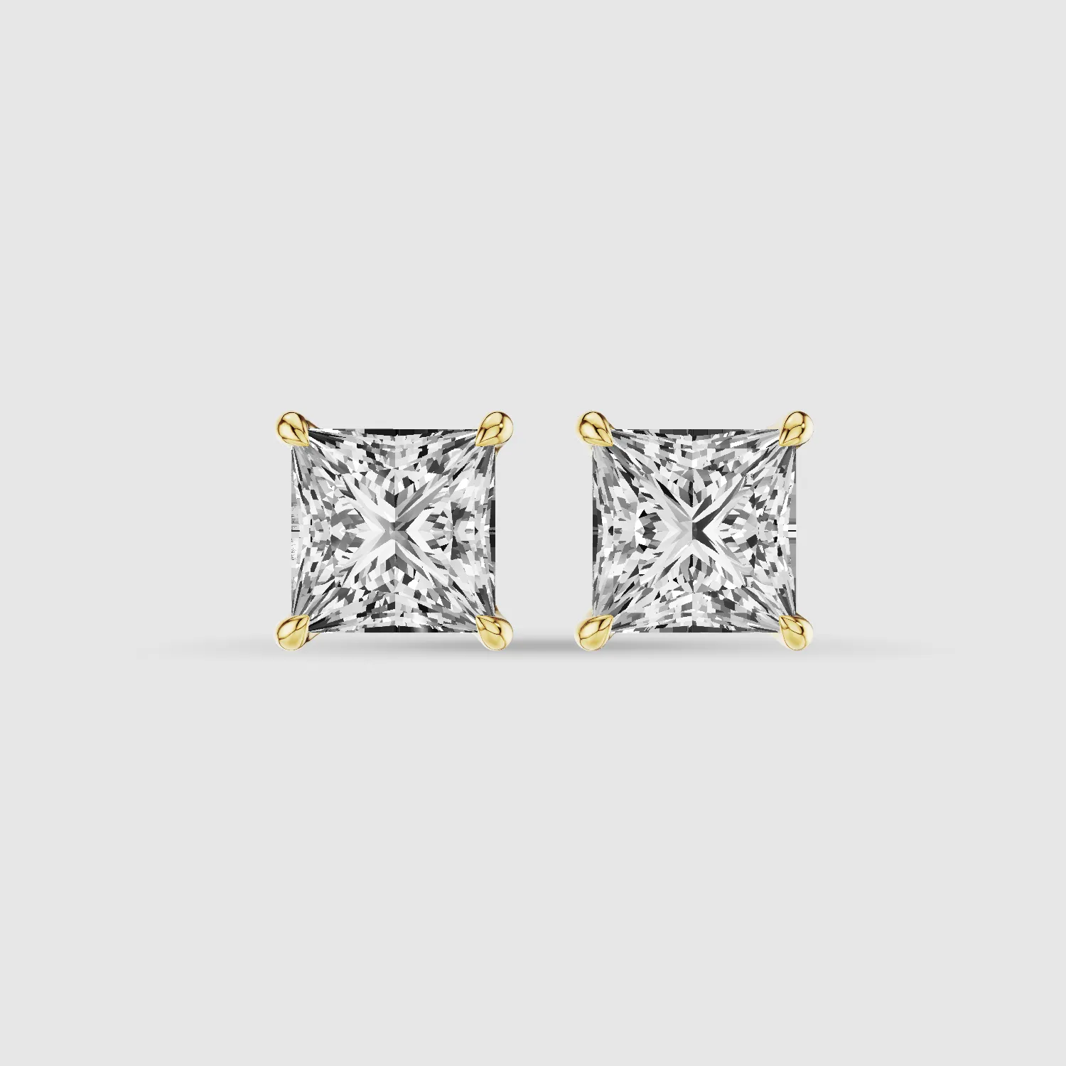 Four-Prong Solitaire Lab Grown Diamond Studs-Princess