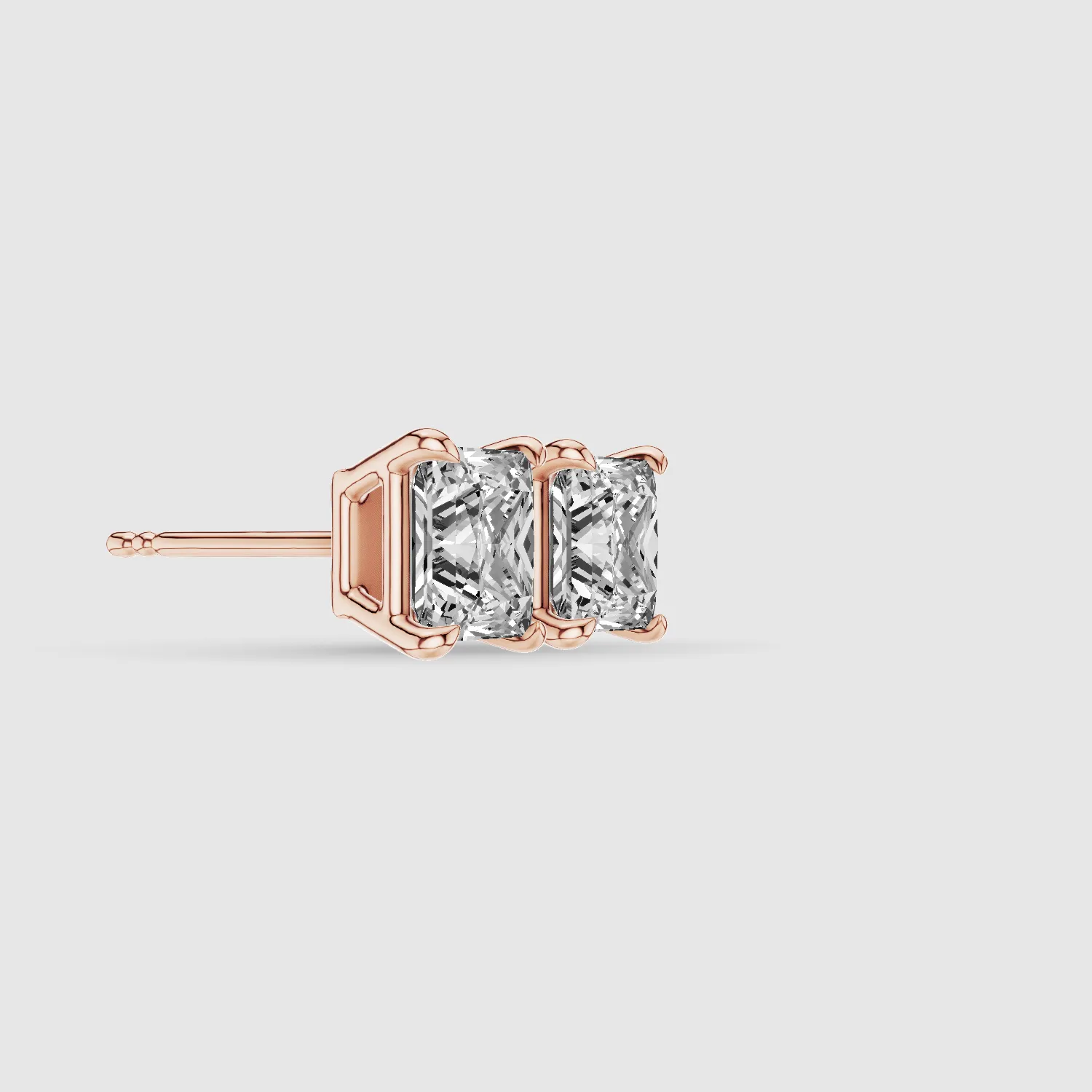 Four-Prong Solitaire Lab Grown Diamond Studs-Princess