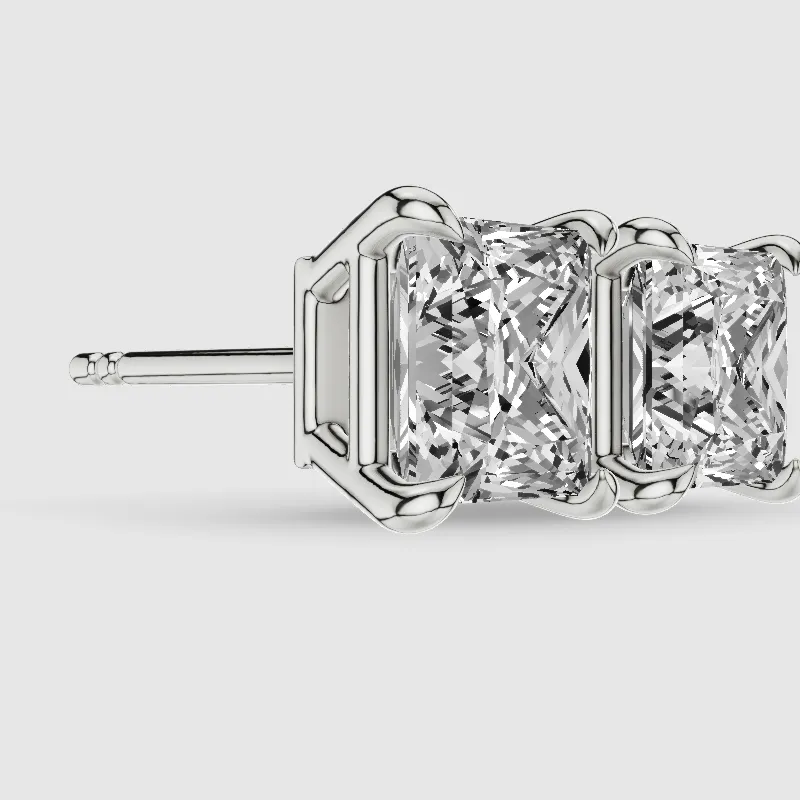 Four-Prong Solitaire Lab Grown Diamond Studs-Princess