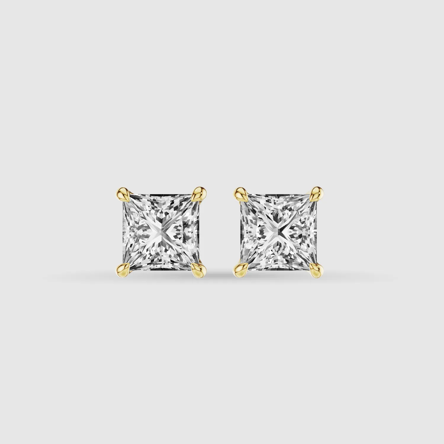 Four-Prong Solitaire Lab Grown Diamond Studs-Princess