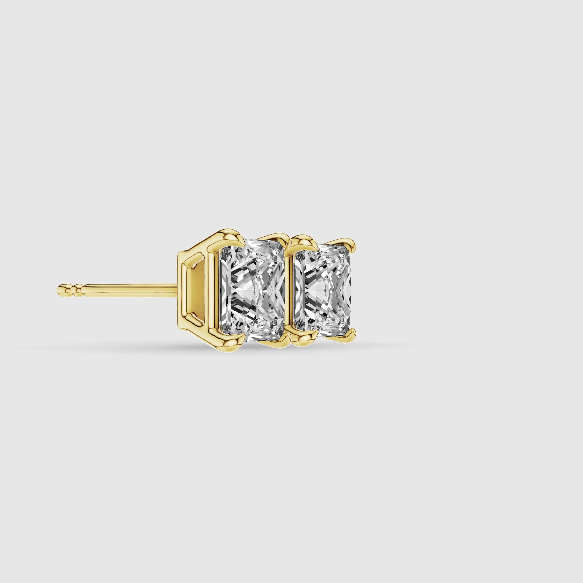 Four-Prong Solitaire Lab Grown Diamond Studs-Princess