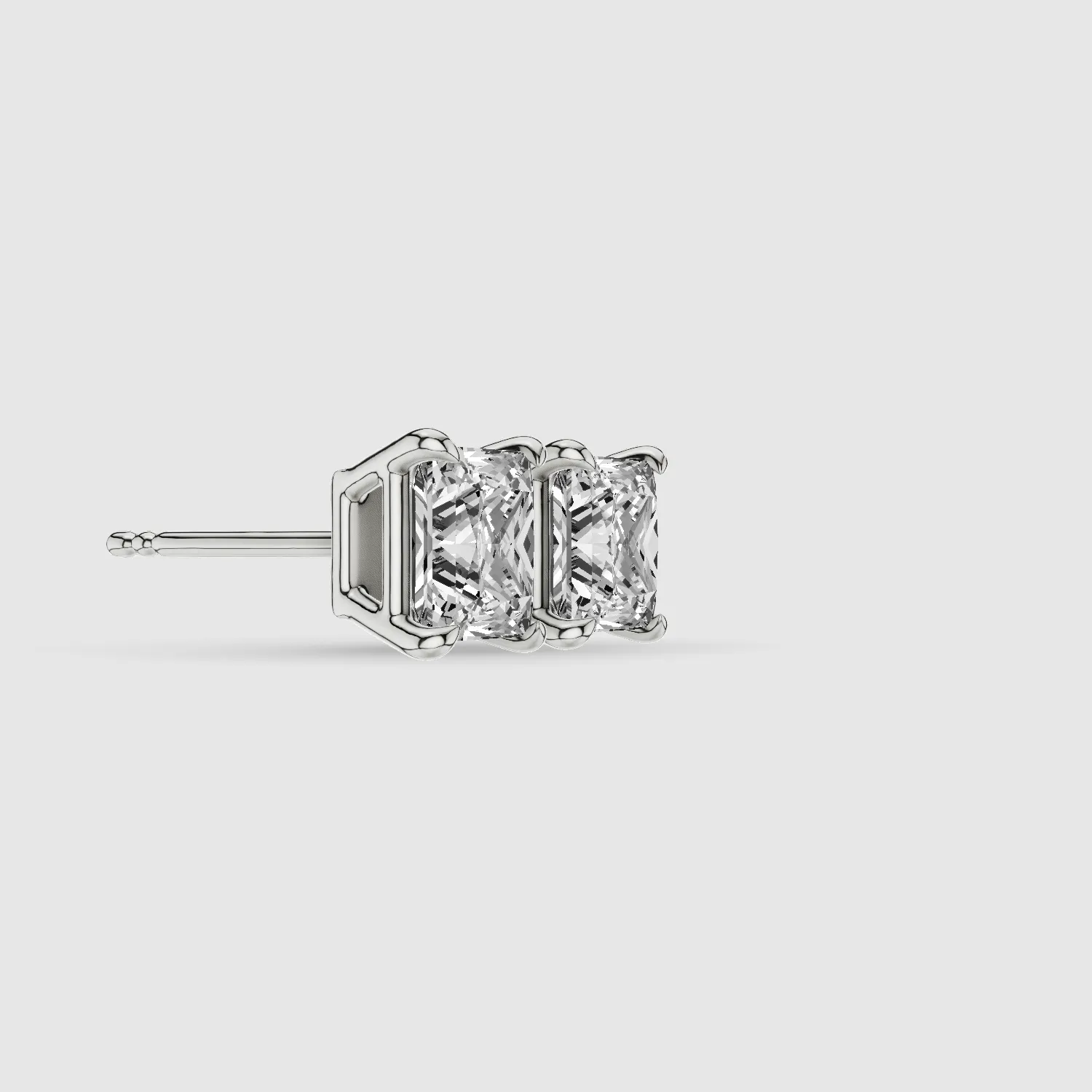 Four-Prong Solitaire Lab Grown Diamond Studs-Princess