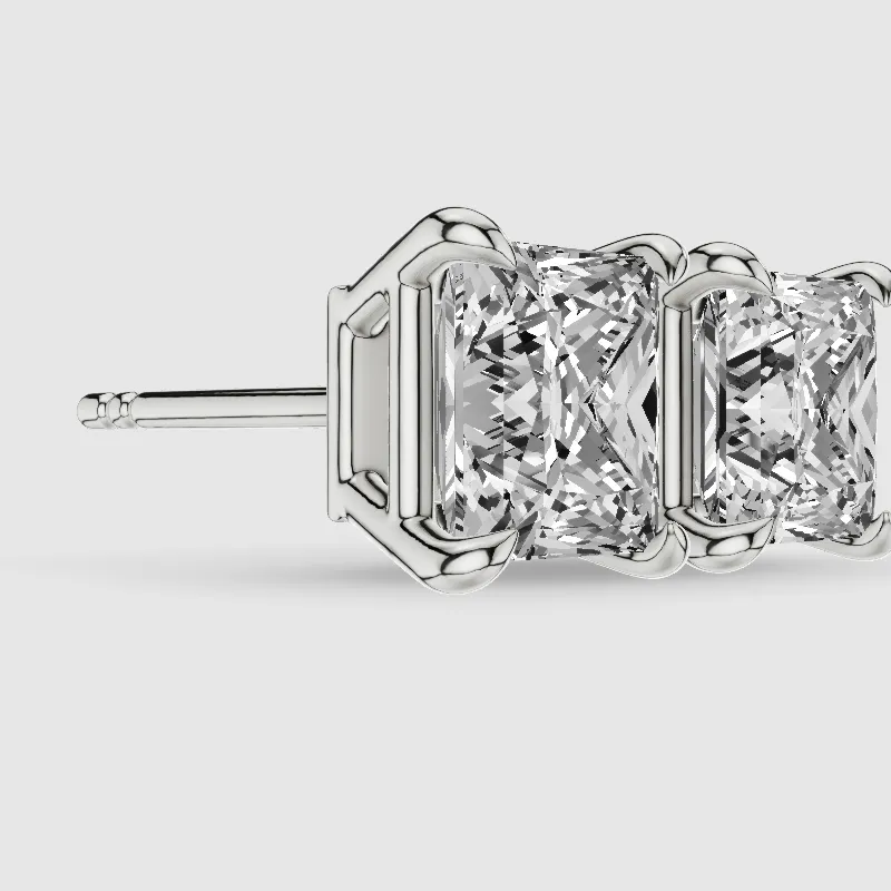 Four-Prong Solitaire Lab Grown Diamond Studs-Princess
