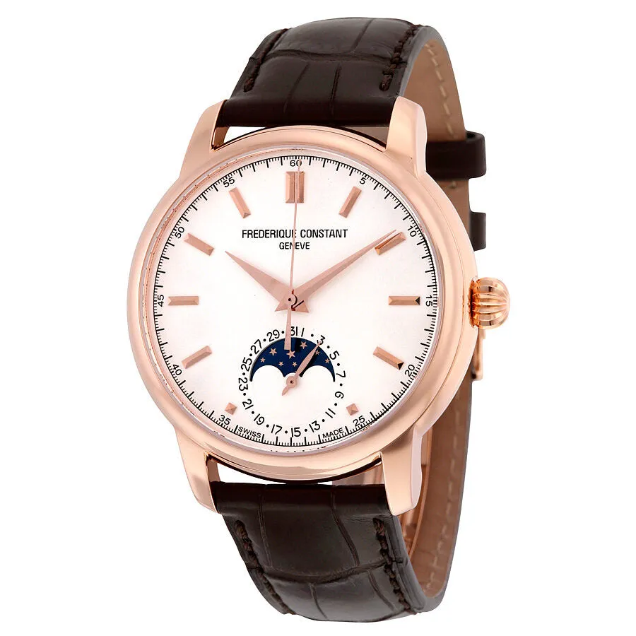 Frederique Constant Classic Moonphase Automatic Silver Dial Brown Leather Men's Watch FC-715V4H4