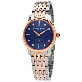 Frederique Constant Slimline Moon Phase Diamond Blue Dial Ladies Watch FC-206ND1S2B