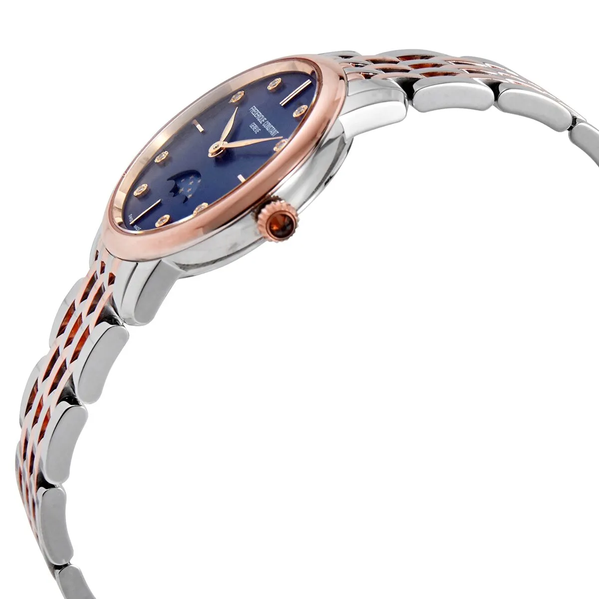 Frederique Constant Slimline Moon Phase Diamond Blue Dial Ladies Watch FC-206ND1S2B