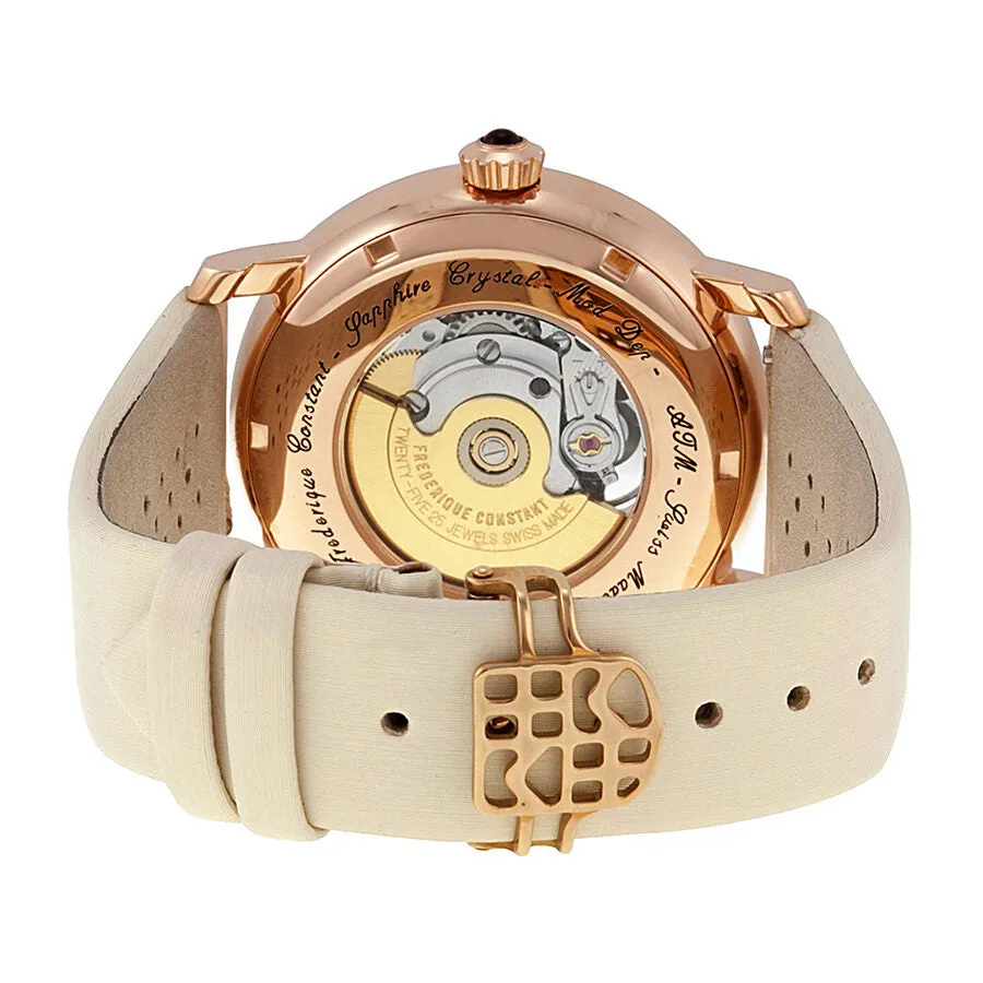 Frederique Constant World Heart Federation Automatic White Dial White Leather Ladies Watch FC-310DHB3P4