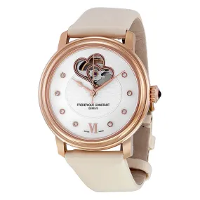 Frederique Constant World Heart Federation Automatic White Dial White Leather Ladies Watch FC-310DHB3P4