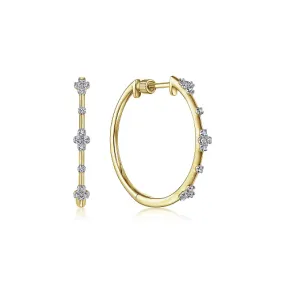 Gabriel & Co | 14K Yellow Gold 20mm Round Classic Diamond Hoop Earrings