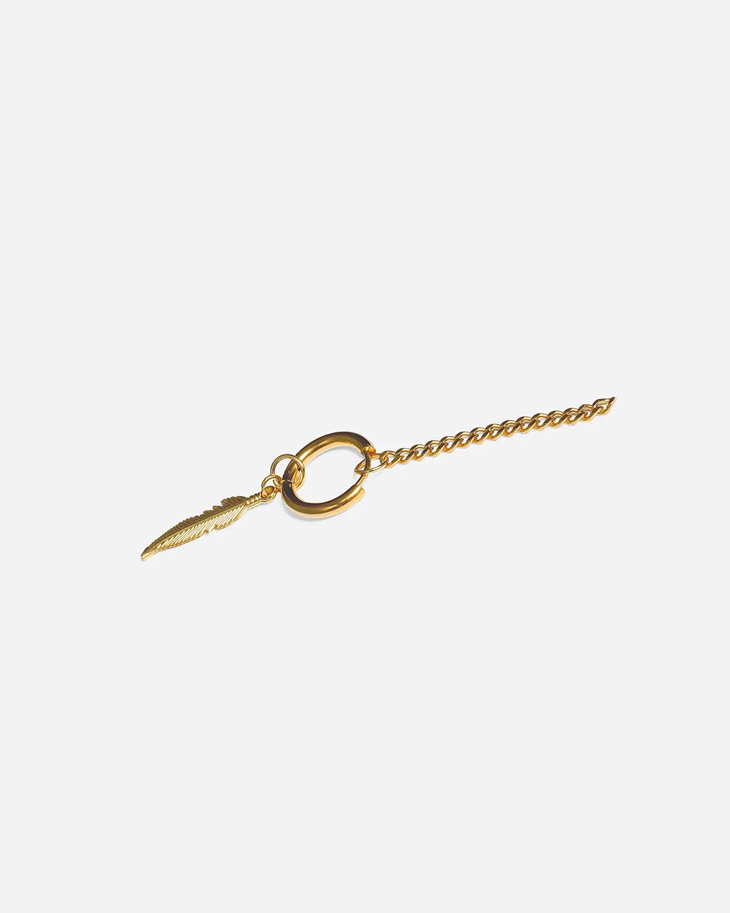 GD Dangling Feather Hoop Earrings Gold Plated