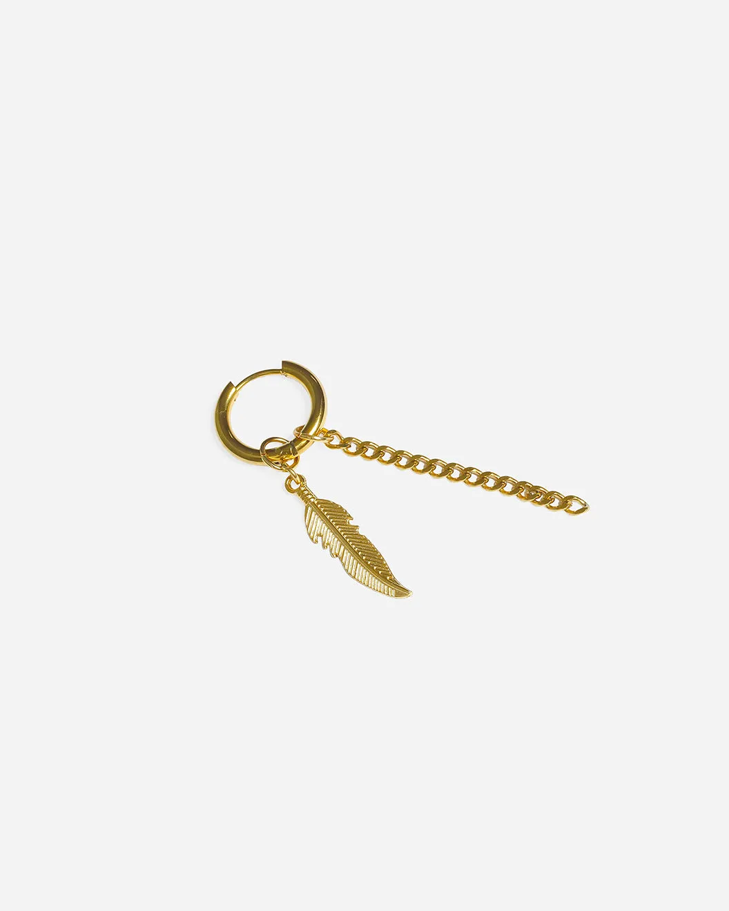 GD Dangling Feather Hoop Earrings Gold Plated