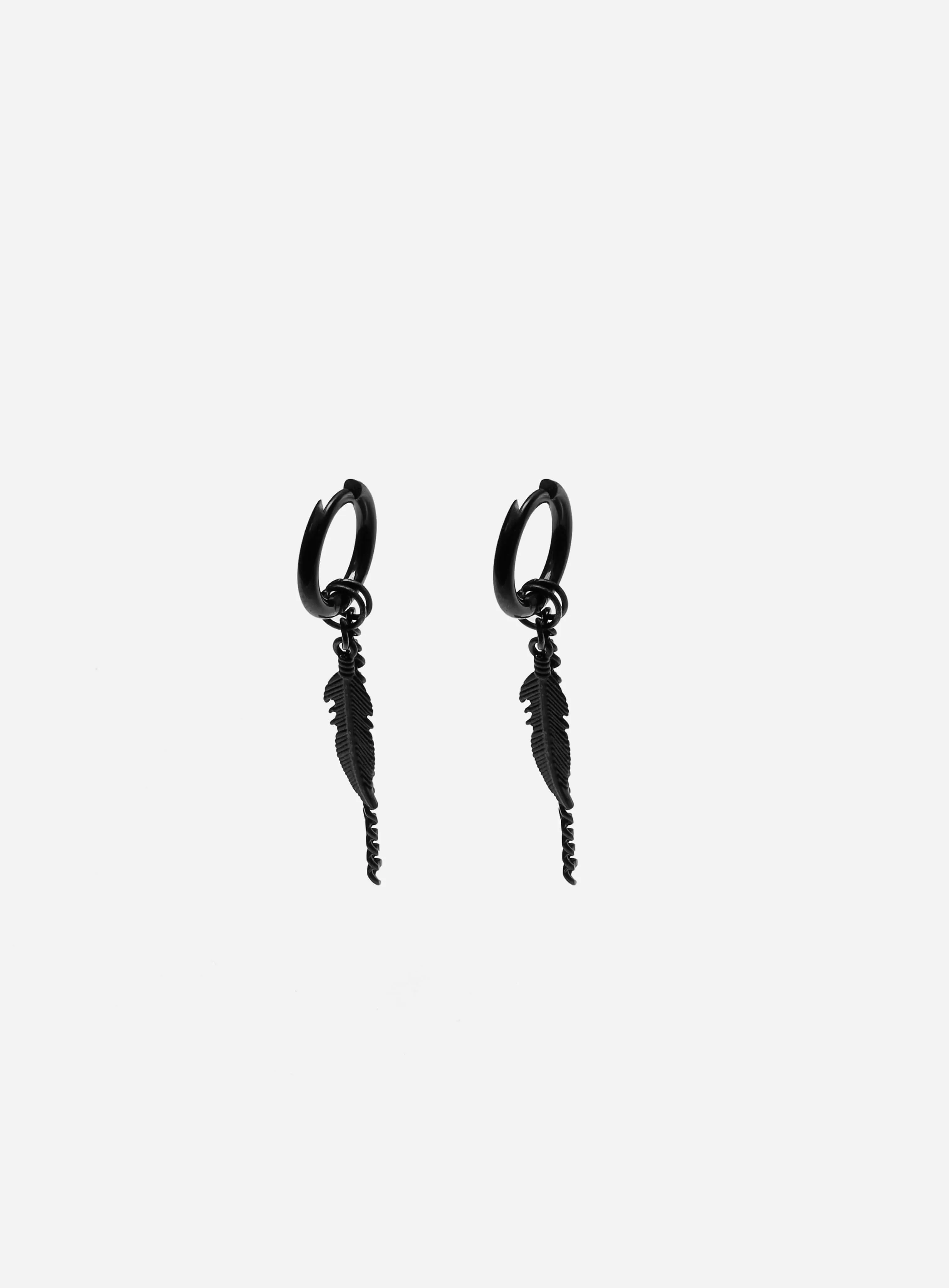 GD Drop Hoop Earring with Feather & Chain Charms