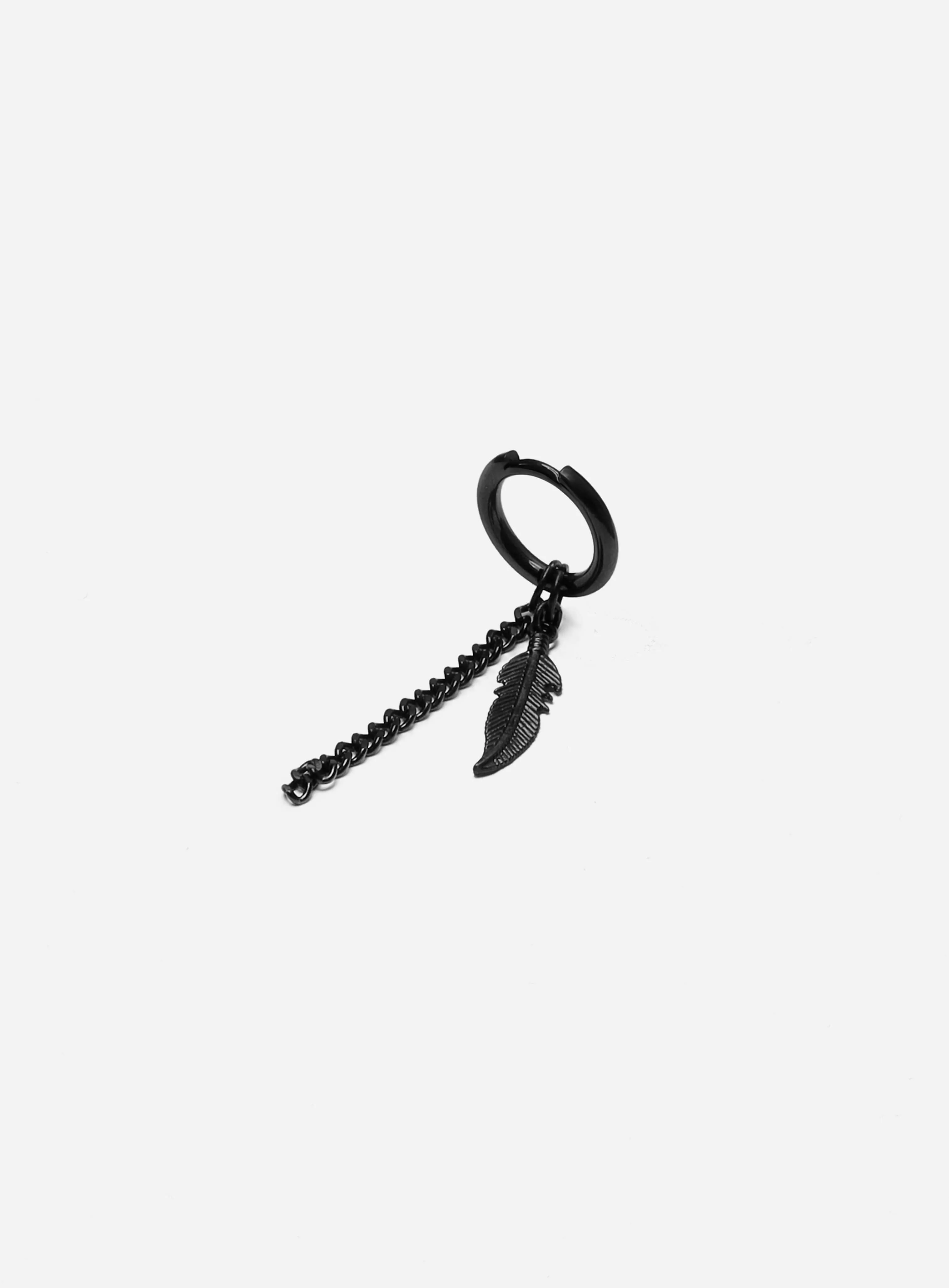 GD Drop Hoop Earring with Feather & Chain Charms